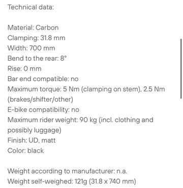 Brugt New Ultimate Ultimate Carbon Handlebar 2023 bike — billede 2 af 2