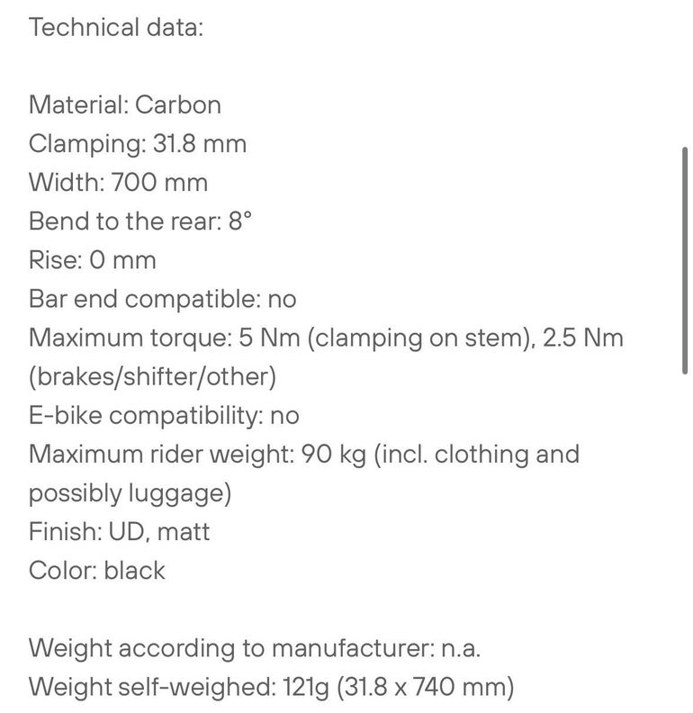 Gebrauchtes New Ultimate Ultimate Carbon Handlebar 2023 bike — Bild 2 von 2