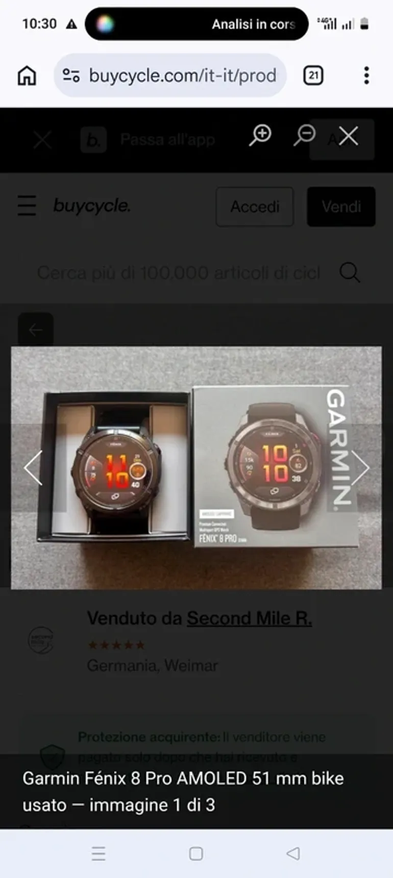 Used Garmin Fenix 8 pro amoled bike — image 1 of 3