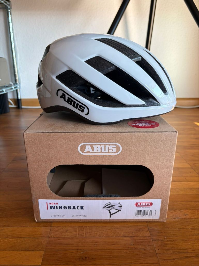 Gebrauchtes ABUS WingBack Rennrad Helm Shiny White bike — Bild 2 von 7