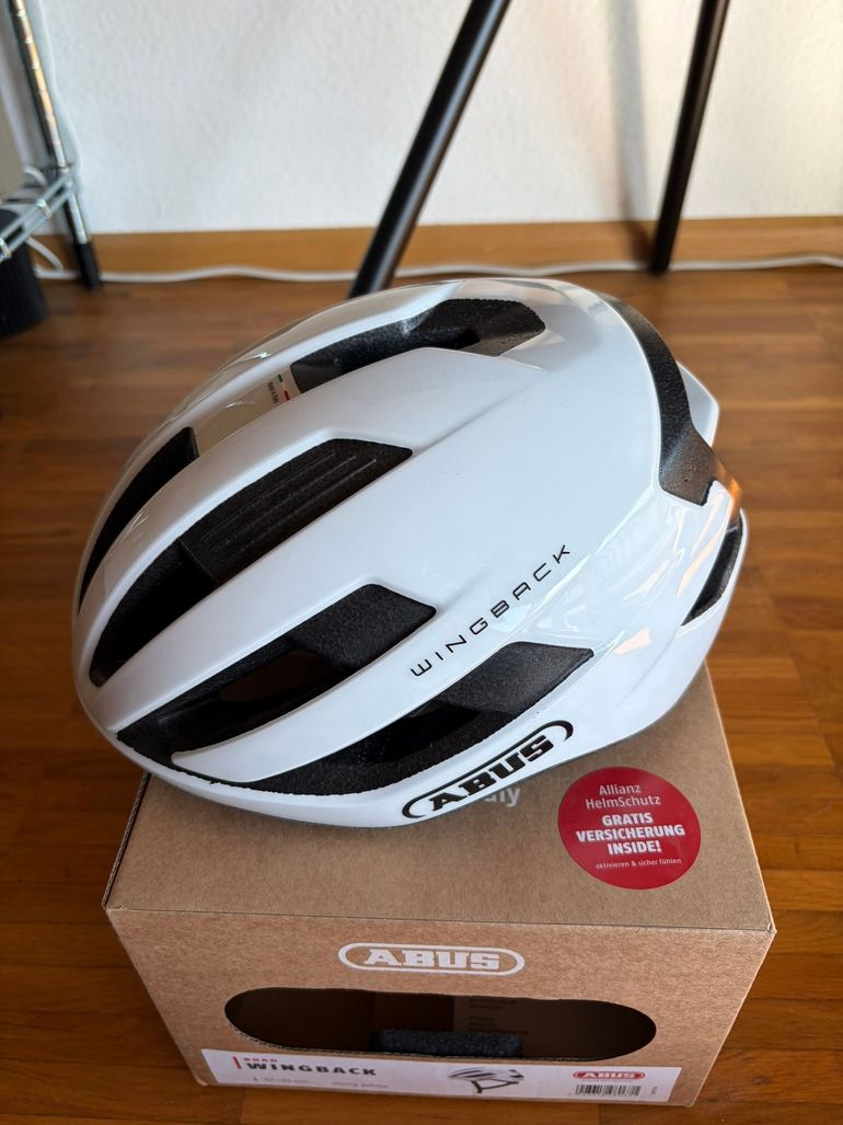 Gebrauchtes ABUS WingBack Rennrad Helm Shiny White bike — Bild 3 von 7