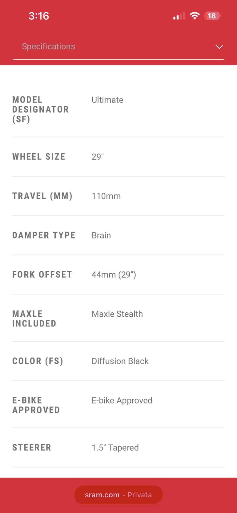 RockShox SID Ultimate Brain 110mm Fork 2025 bike d'occasion — image 5 sur 8