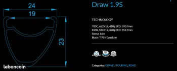 Alexrims Draw 1.9s bike d'occasion — image 3 sur 6
