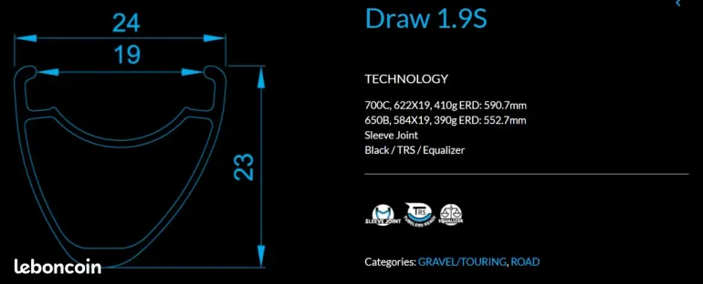 Alexrims Draw 1.9s bike d'occasion — image 3 sur 6