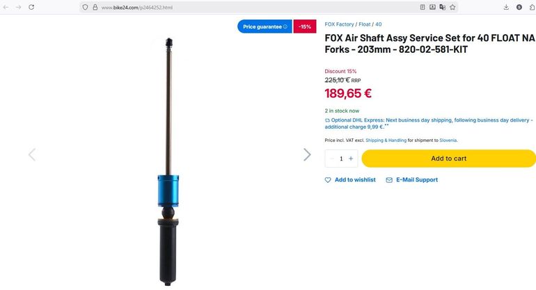 Fox 40 Float NA Air Shaft Assy + Topcap bike d'occasion — image 4 sur 5