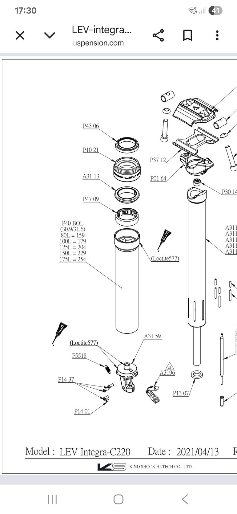Used Kind Shock Lev Integra Dropper Seatpost bike — image 5 of 6