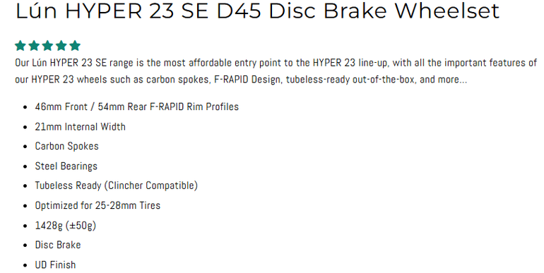 Used Winspace Hyper Full Carbon Wielen met Carbon Spaken 2024 bike — image 5 of 5