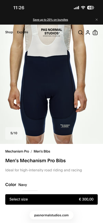 Pas Normal Studios Men's Mechanism Pro Bibs 2026 Cycling Clothing usato