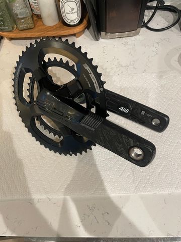 Used Fsa SLK Light Crankset with Left-sided 4iii Powermeter and Bottom Bracket Drivetrain & Pedals