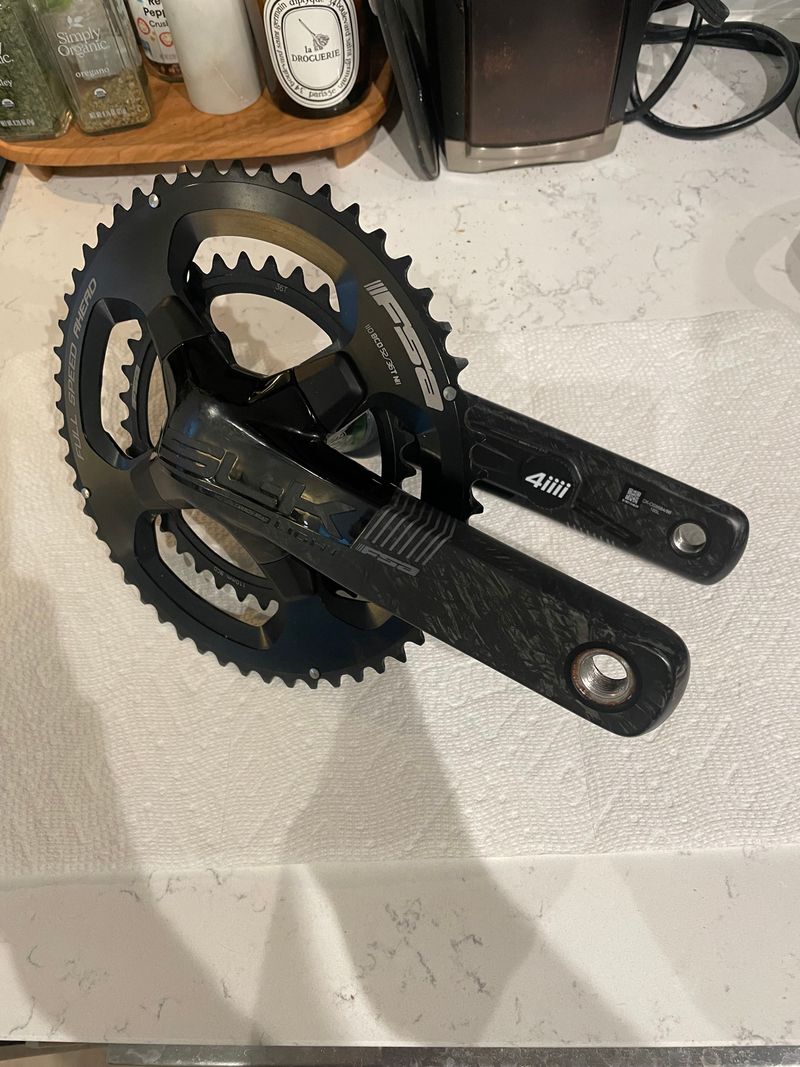 Used Fsa SLK Light Crankset with Left-sided 4iii Powermeter and Bottom Bracket Drivetrain & Pedals