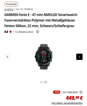 Used Garmin Fenix E 47mm bike — image 8 of 8
