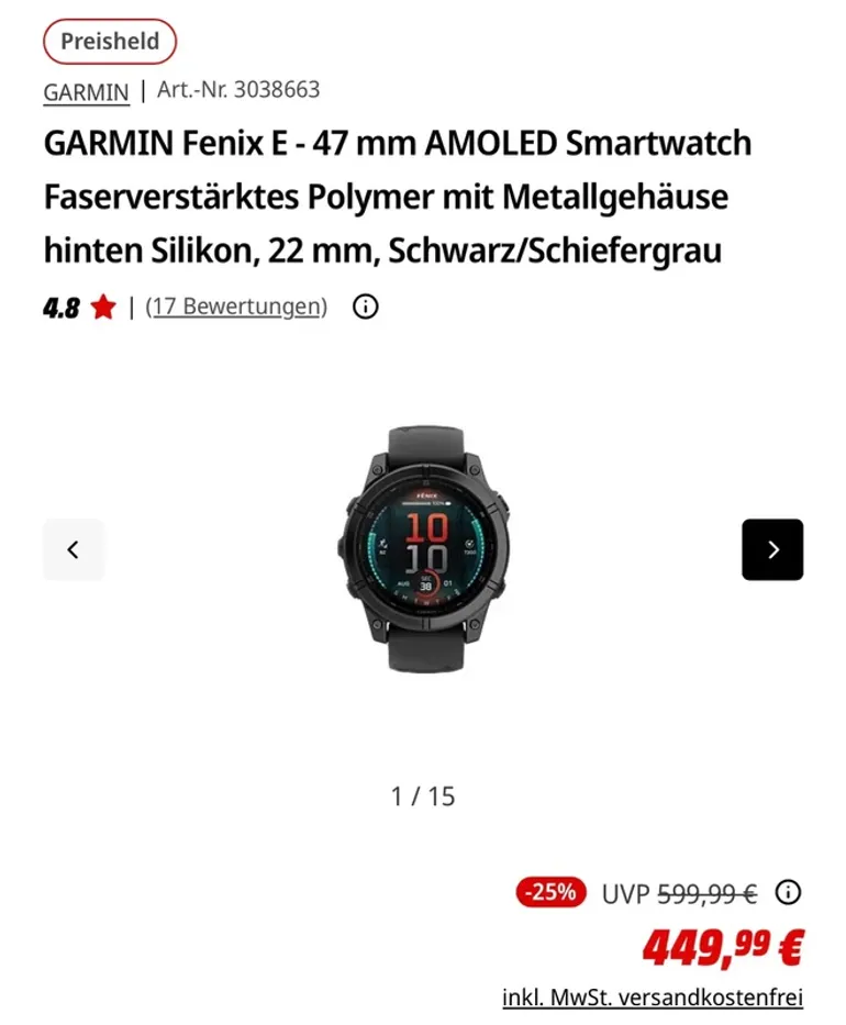 Used Garmin Fenix E 47mm bike — image 8 of 8