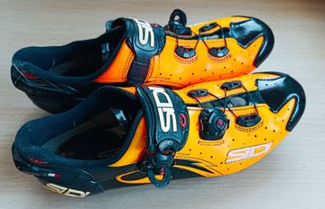 Used Sidi Wire Carbon Vernice Road Shoes Fluo Orange/Black Size 44 Cycling Shoes