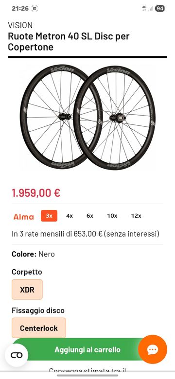 Used Vision Metron 40 SL Wheels 2026 bike — image 2 of 2