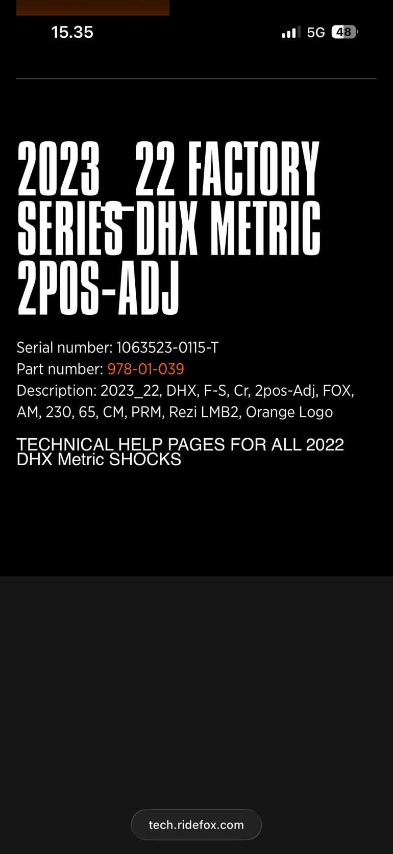 Brugt Fox DHX Factory 2023 bike — billede 5 af 8