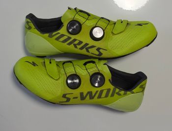 Used Specialized S-Works 7 Road Shoes 45, 5 green glow reflective 2021 bike