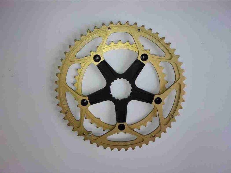 Used Cannondale SPIDER E CORONE ORO HAND MADE USA ORIGINALI HOLLOWGRAM 53-39 Drivetrain & Pedals
