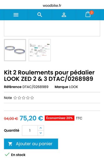 Used Look ZED 2 / 3 Bottom Bracket Bearings bike — image 6 of 6