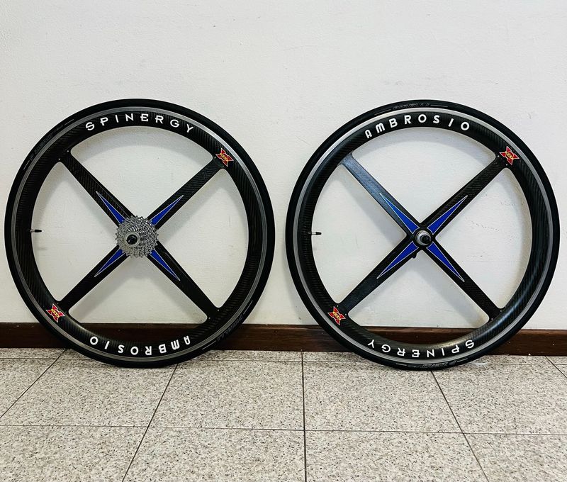 SPINERGY Coppia Ruote Carbonio Vintage Ambrosio Rev-X – Pari al Nuovo 1990 Wheels d'occasion