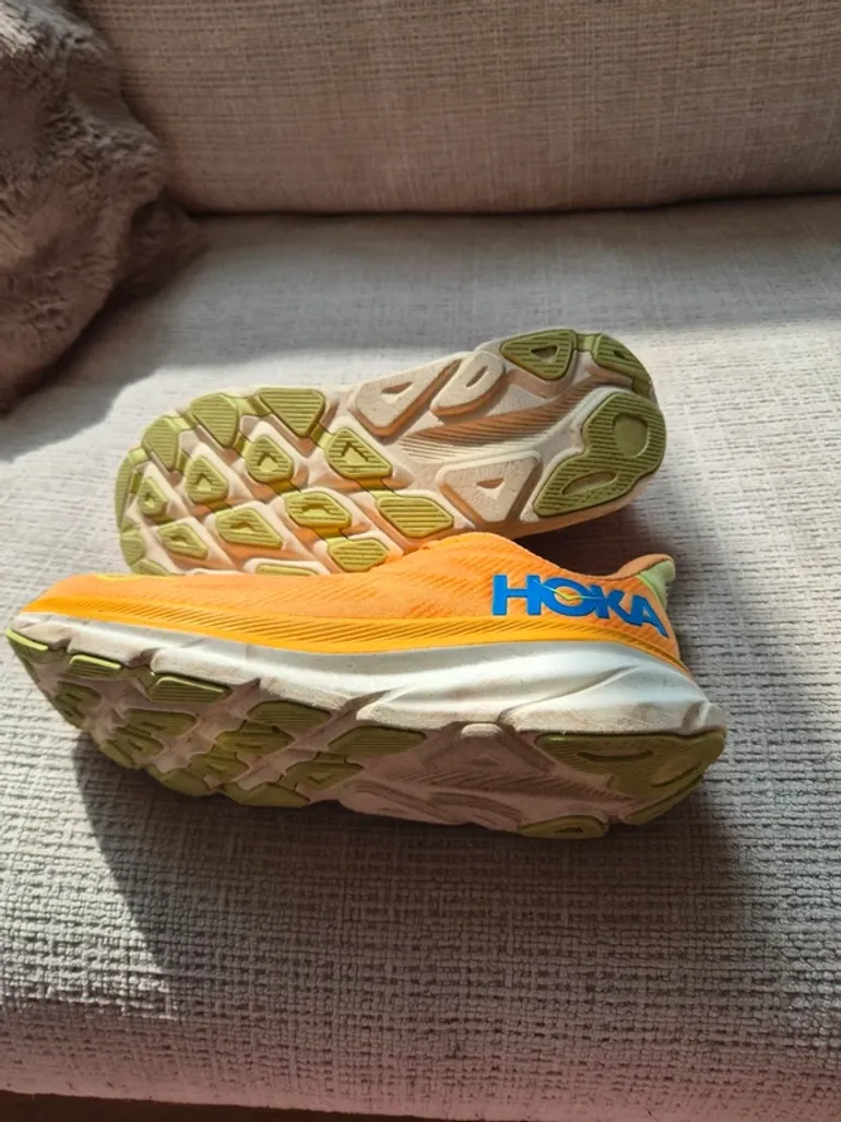 Used Orange HOKA Running Shoes Size 44 bike — image 4 of 5
