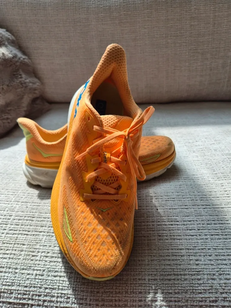 Used Orange HOKA Running Shoes Size 44 bike — image 2 of 5