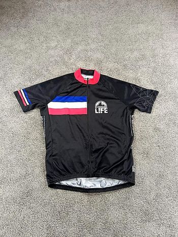 Tweedehands milremo maillot velo homme taille l -06 8785 cyclisme route respirant climbing for life, marque:, état: Très bon état, taille: L, 10, 00 € Cycling Clothing