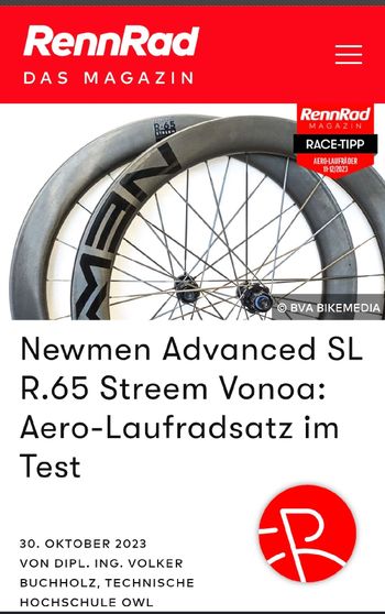 Použité Newmen Advanced SL R.65 Streem Vonoa 2022 Wheels