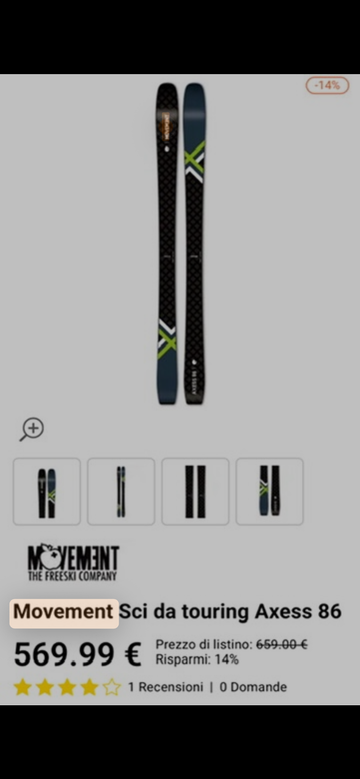 Brugt Movement Axess 86 Skis Skiing & Skitouring