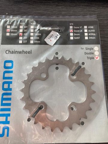 Used Shimano Plateau Shimano 26dents 64mm Deore Lx FC-M581 Y1FV26000 Drivetrain & Pedals