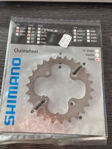 Used Shimano Plateau Shimano 26dents 64mm Deore Lx FC-M581 Y1FV26000 Drivetrain & Pedals