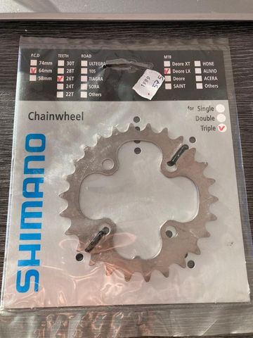 Used Shimano Plateau Shimano 26dents 64mm Deore Lx FC-M581 Y1FV26000 Drivetrain & Pedals