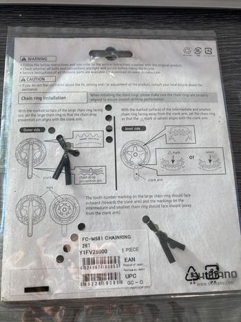 Used Shimano Plateau  26dents 64mm Deore Lx FC-M581 Y1FV26000 bike — image 3 of 5