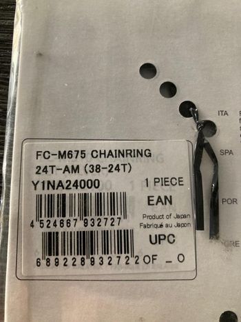 Used Shimano Plateau  24dents SLX 10vit 64mm FC-M675 Y1NA24000 bike — image 4 of 4