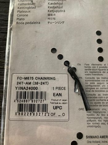 Used Shimano Plateau  24dents SLX 10vit 64mm FC-M675 Y1NA24000 bike — image 4 of 4