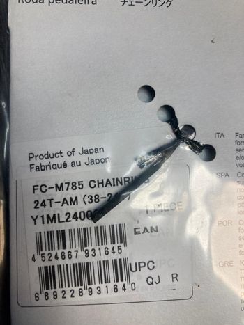 Used Shimano Plateau  24 dents DEORE XT 10vit 64mm FC-M785 Y1ML24000 bike — image 3 of 3