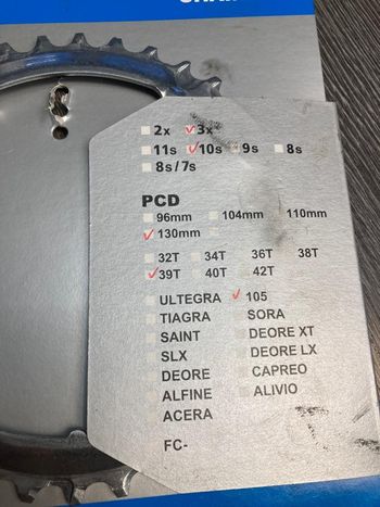 Used Shimano Plateau  105 39 dents 130mm 10vit FC-5703S Y1M49810 bike — image 6 of 6