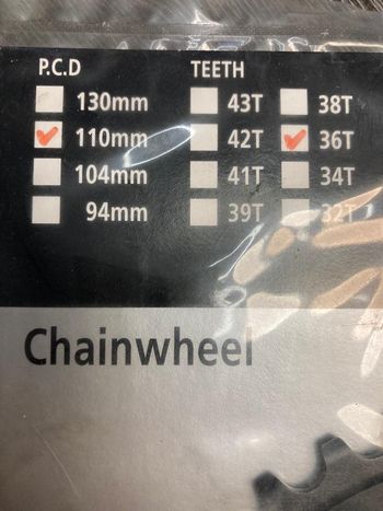 Used Shimano Plateau  route 36 dents 110mm FC-CX50 Y1MS36010 bike — image 2 of 4
