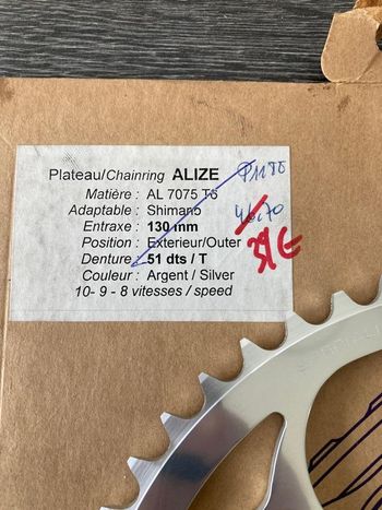Used Spécialités T.A. Plateau Specialites TA 51dents 130 8/9/10 speed - ALIZE bike — image 2 of 5