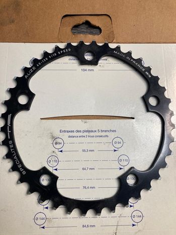 Used Spécialités T.A. Plateau Specialites TA 40 dents 130 mm 9-10 vitesses Alize bike — image 3 of 5