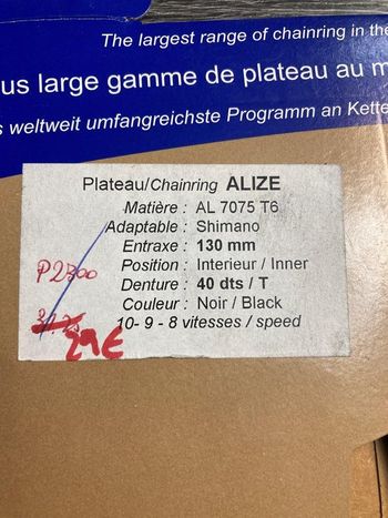 Used Spécialités T.A. Plateau Specialites TA 40 dents 130 mm 9-10 vitesses Alize bike — image 2 of 5