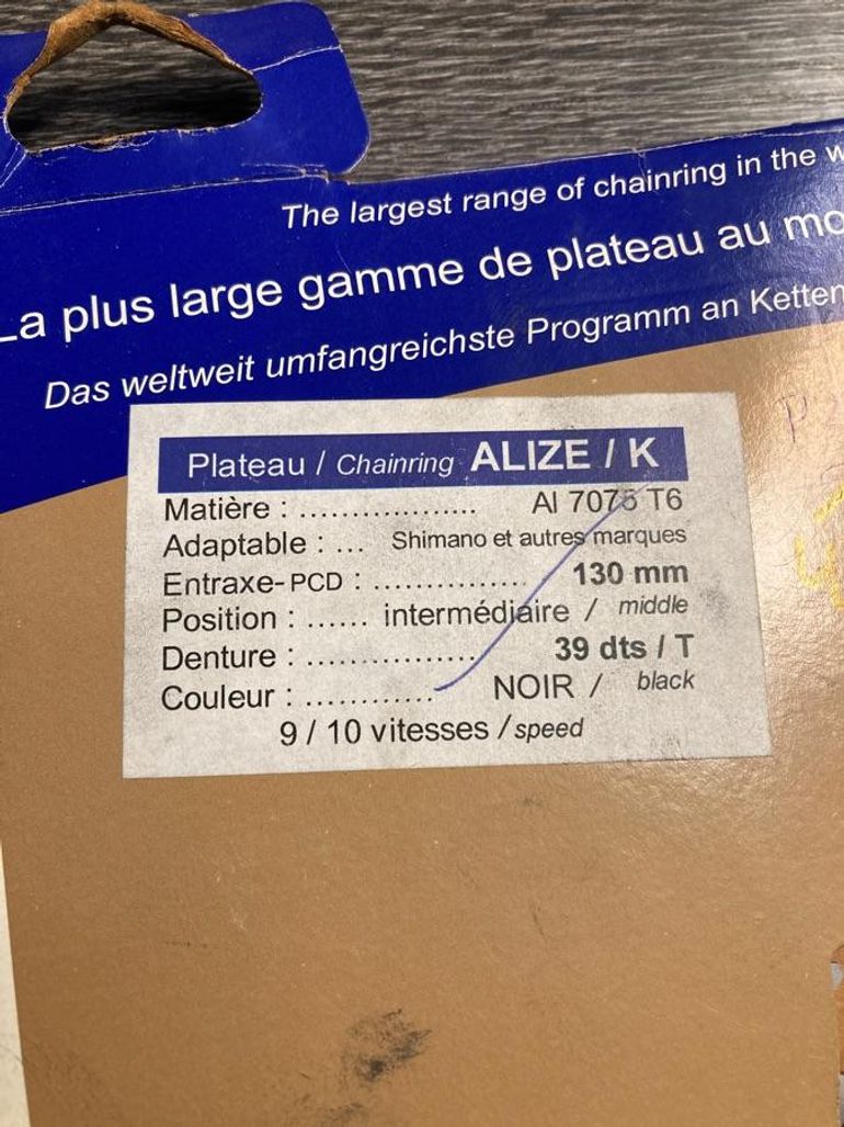 Used Spécialités T.A. Plateau Specialites TA 39 dents 130 mm 9-10 vitesses Alize / K bike — image 2 of 6