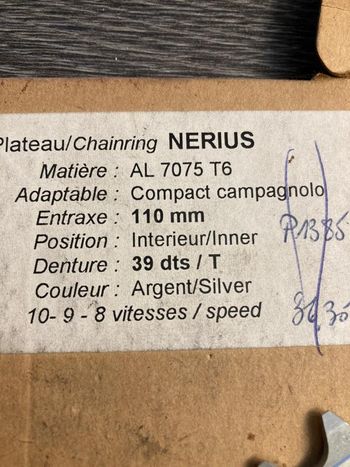 Used Spécialités T.A. Plateau Specialites TA 39 dents 110 mm 9-10 vitesses Nerius bike — image 5 of 5