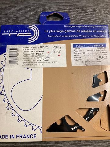 Gebrauchtes Spécialités T.A. Plateau Specialites TA 39 dents 110 mm 9-10 vitesses Zephyr Drivetrain & Pedals