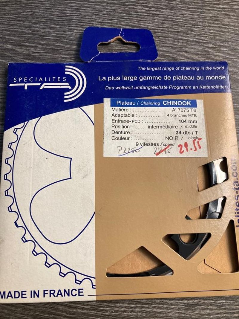 Used Spécialités T.A. Plateau Specialites TA 34 dents 104 mm 9 vitesses Chinook Drivetrain & Pedals