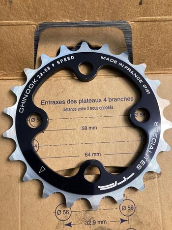 Used Spécialités T.A. Plateau Specialites TA 22 dents 58 mm 9 vitesses chinook bike — image 2 of 5
