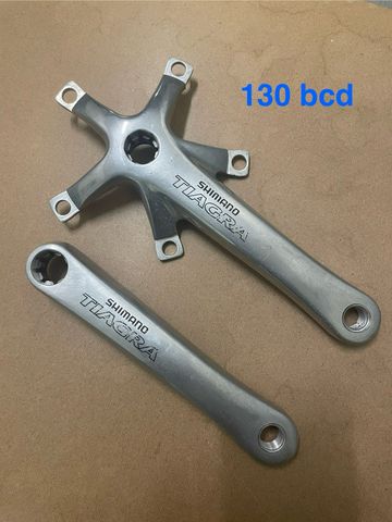 Brugt Shimano Tiagra FC-4401 Crankset – 2x9s Double 130 BCD Silver Drivetrain & Pedals