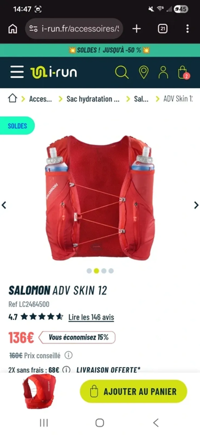 Brugt Salomon Adv Skin 12 bike — billede 2 af 3