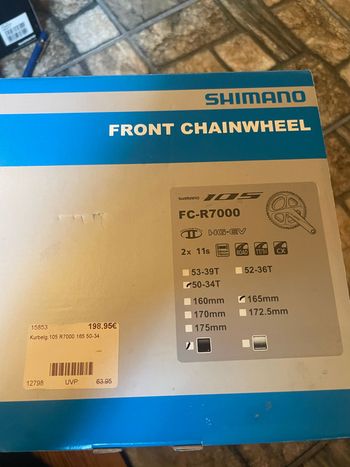 Gebrauchtes Shimano 105 R7000 Front Chainwheel Drivetrain & Pedals