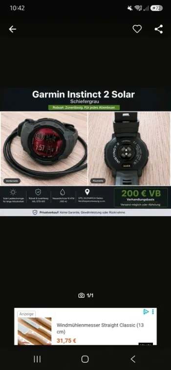 Used Garmin Instinct 2 Solar Electronics