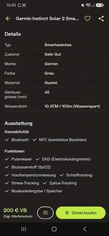 Used Garmin Instinct 2 Solar bike — image 2 of 2